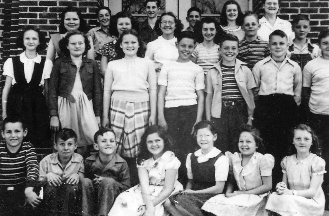 Elvis and the Helms girls- Milan Grade School photo